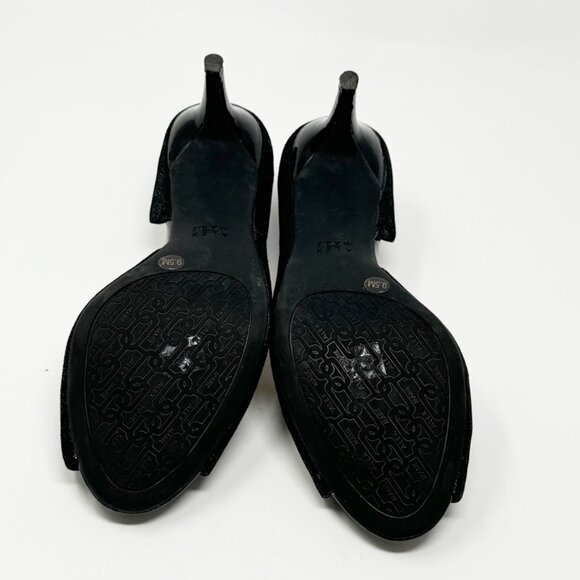 Alex Marie Womens Black Texture Leather Beaded Floral Formal Peptone Pump Sz 9.5 - Picture 8 of 11